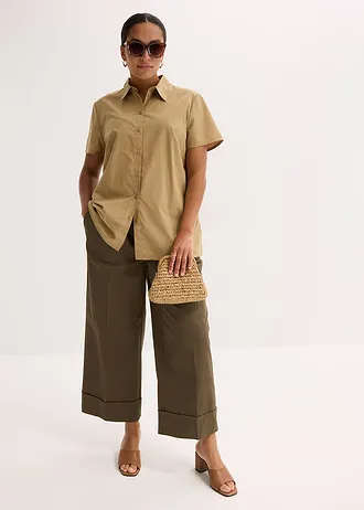 Popeline blouse met korte mouwen, Kleur: pinklady