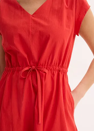 Robe en popeline de coton avec cordon • fraise • Boutique bonprix