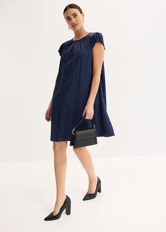 Žakárové šaty s vloženými sklady • tmavě modrá s puntíky • bonprix obchod