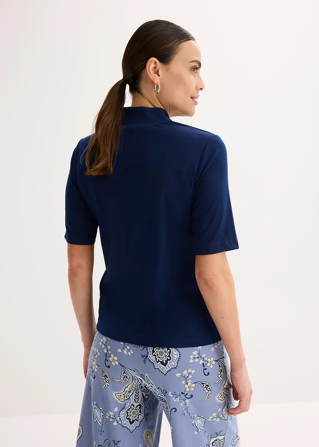 Shirt met een kelkkraag, Kleur: donkerblauw