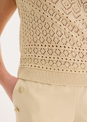 Top tricotat cu model ajurat, cu bumbac • bej nisipiu mat • magazin bonprix