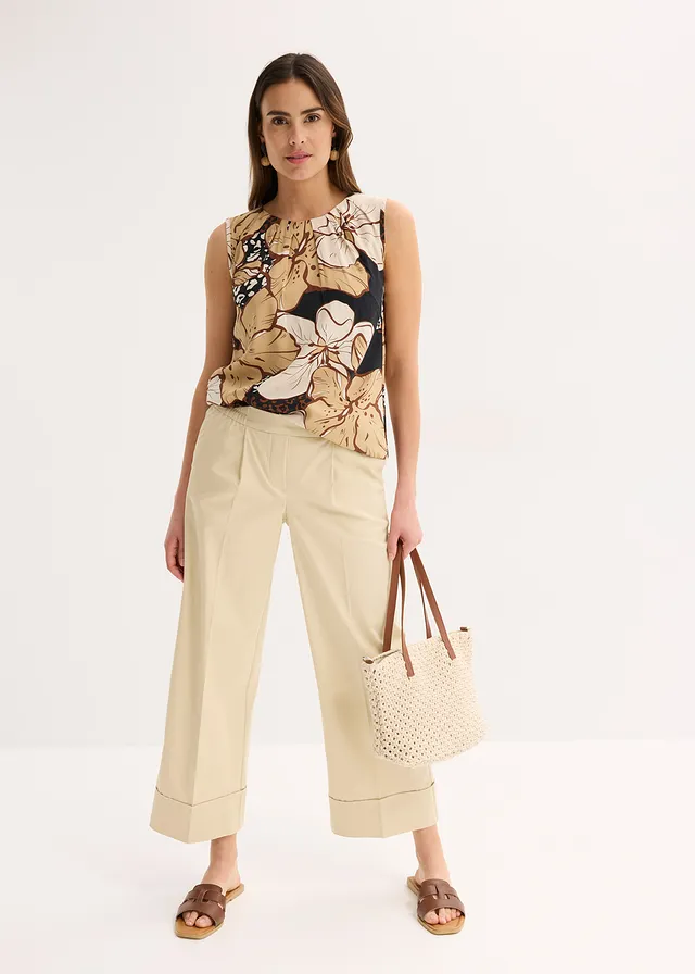 Blouse sans manches en viscose • noir-beige naturel-toffee-beige foncé floral • product-page.page-title-suffix