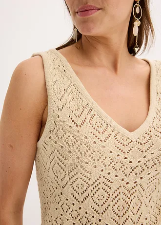 Ažurový pletený top • světle písková • bonprix obchod