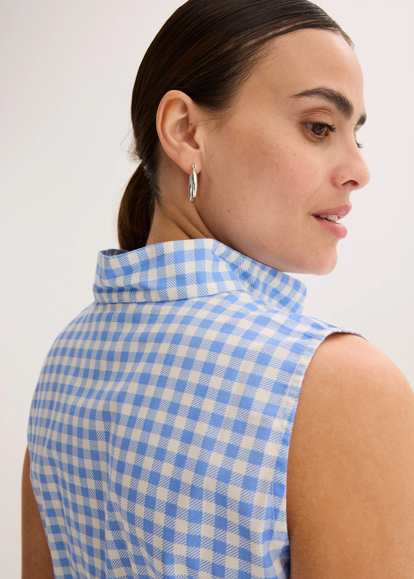 Popeline jurk van katoen • middenblauw-wolwit geruit • bonprix online shop