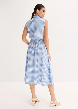 Popeline jurk van katoen • middenblauw-wolwit geruit • bonprix online shop