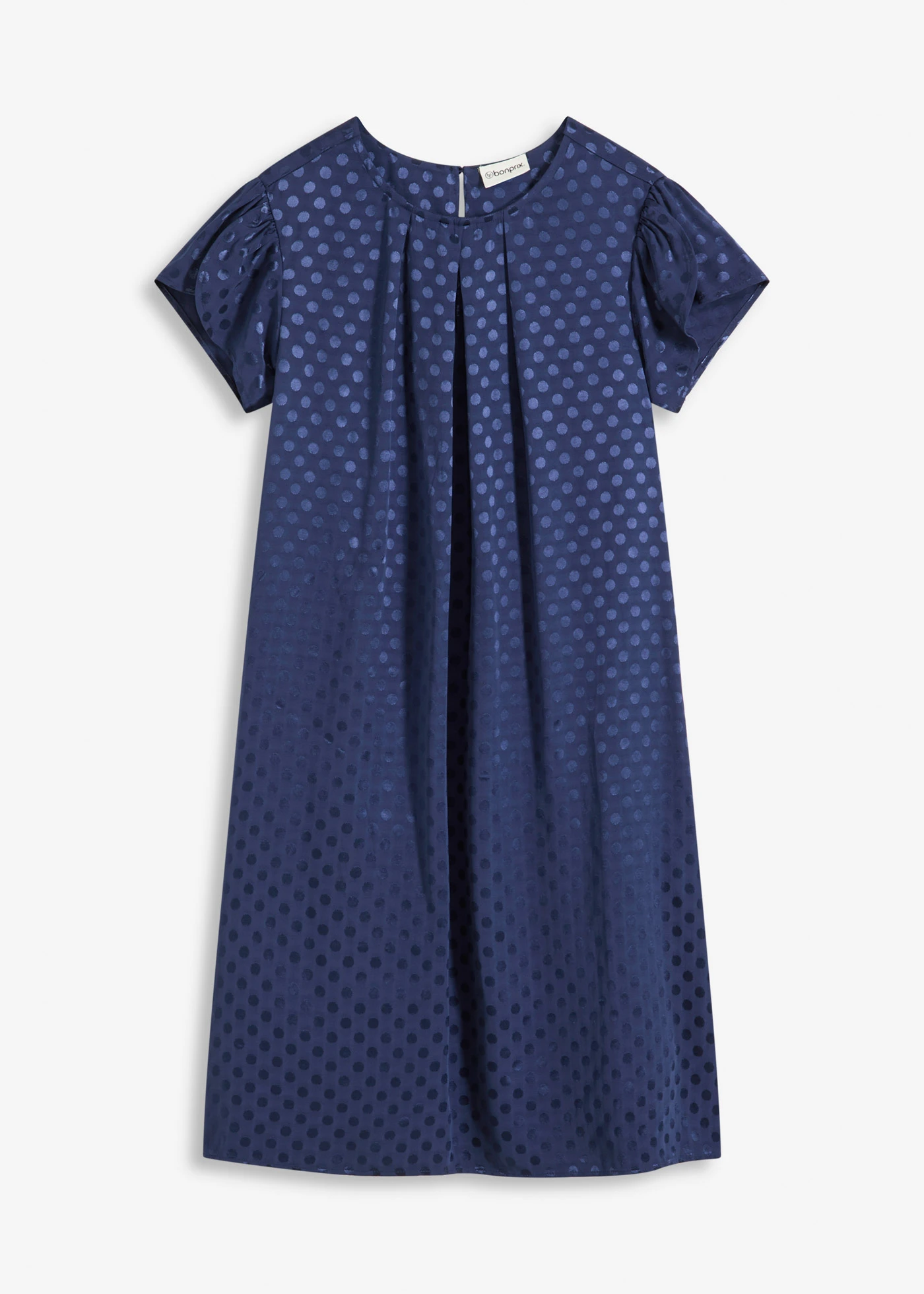 Žakárové šaty s vloženými sklady • tmavě modrá s puntíky • bonprix obchod