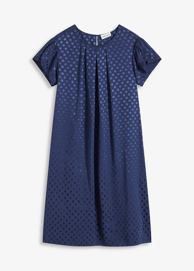 Žakárové šaty s vloženými sklady • tmavě modrá s puntíky • bonprix obchod