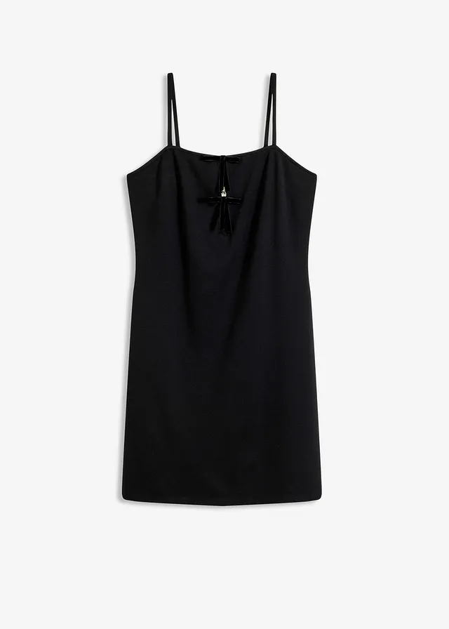 Robe courte avec nœuds en velours, Couleur: noir