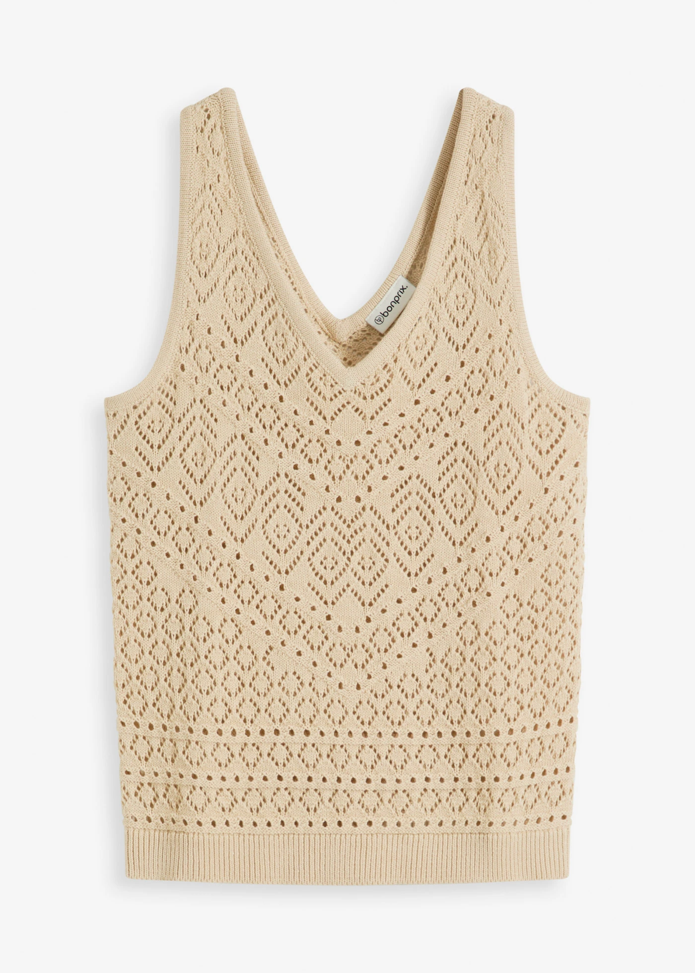 Ajour top met katoen • lichtsand • bonprix online shop