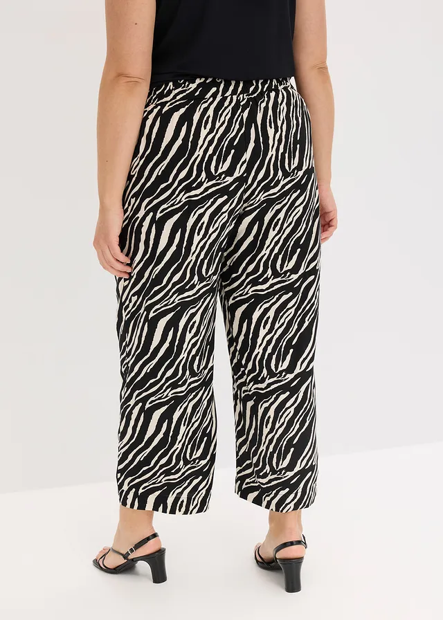 Instapbroek van viscose, Kleur: zebraprint zwart-ecru