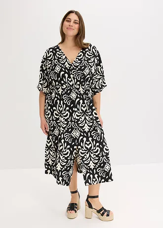 Žerzejové šaty s potiskem, barva: černá + bílá
