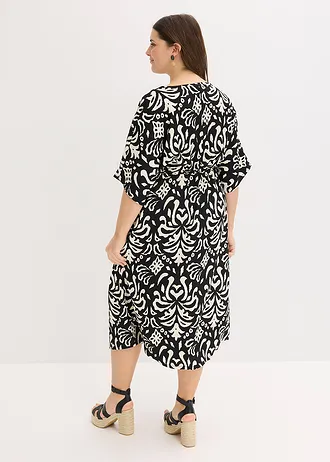 Žerzejové šaty s potiskem, barva: černá + bílá