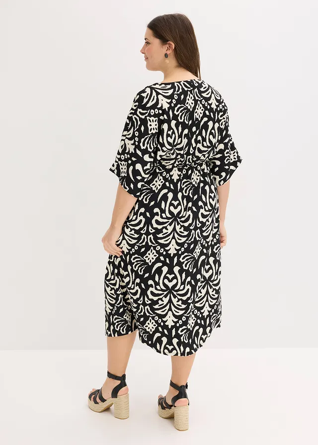 Robe en jersey, Couleur: noir / blanc