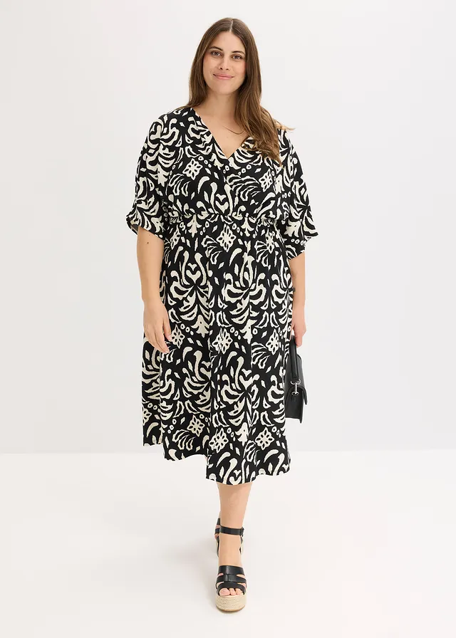Robe en jersey, Couleur: noir / blanc