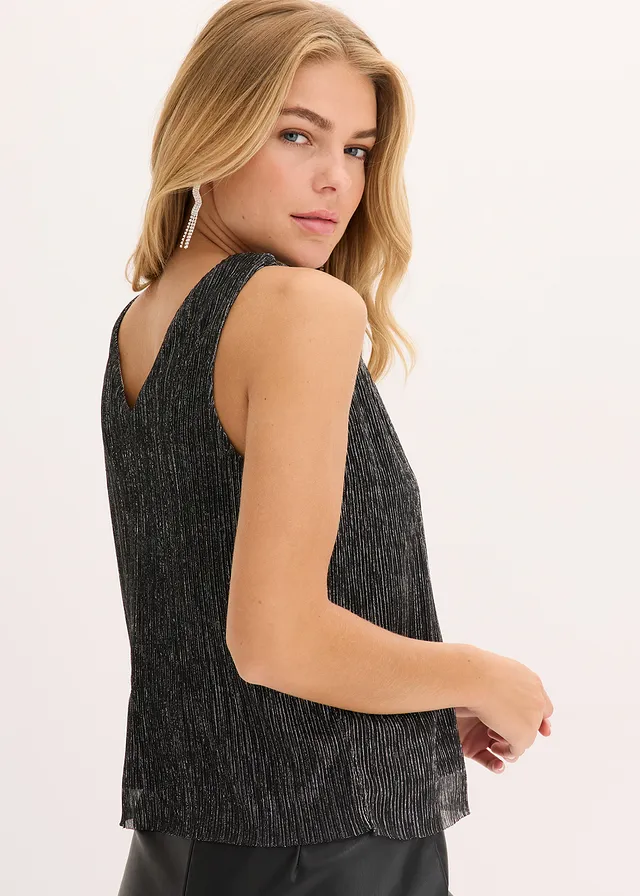 Crop top au décolleté plongeant • noir-argenté • product-page.page-title-suffix