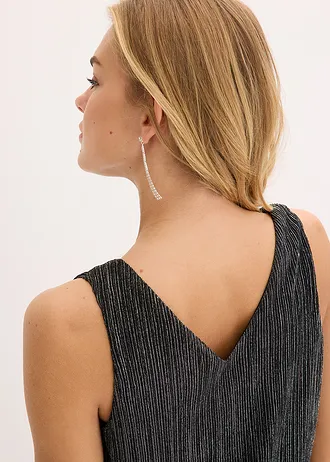 Zkrácený top s hlubokým výstřihem • černo-stříbrná • bonprix obchod