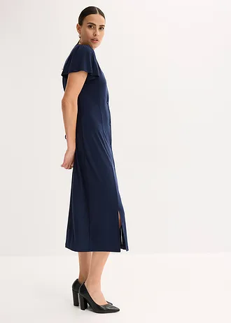 Úpletové šaty s rozparkem • tmavě modrá • bonprix obchod