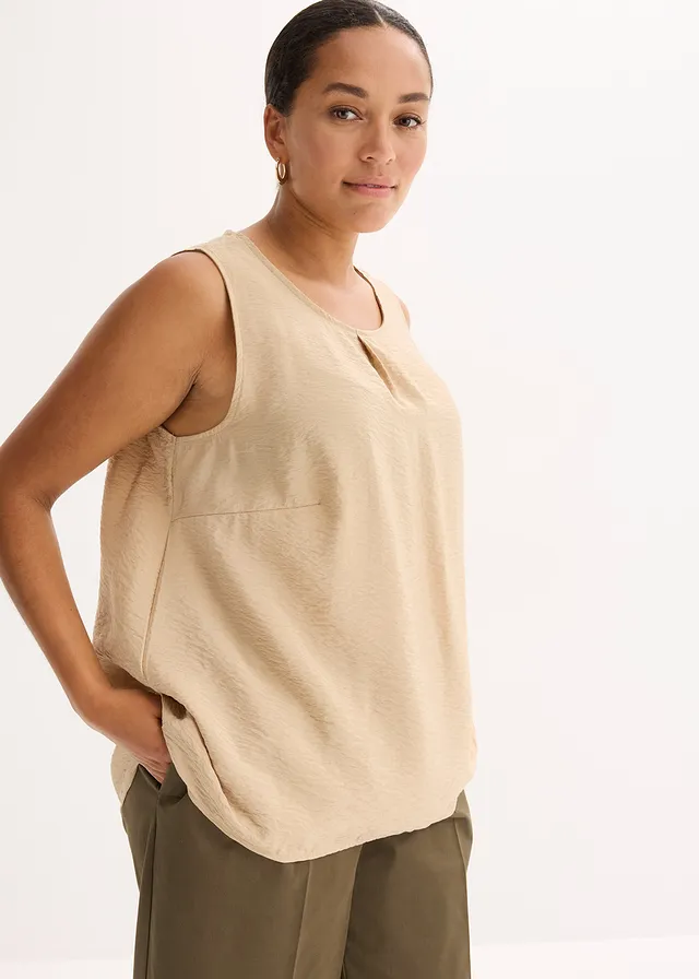 Top in een soepele viscosemix, Kleur: new beige