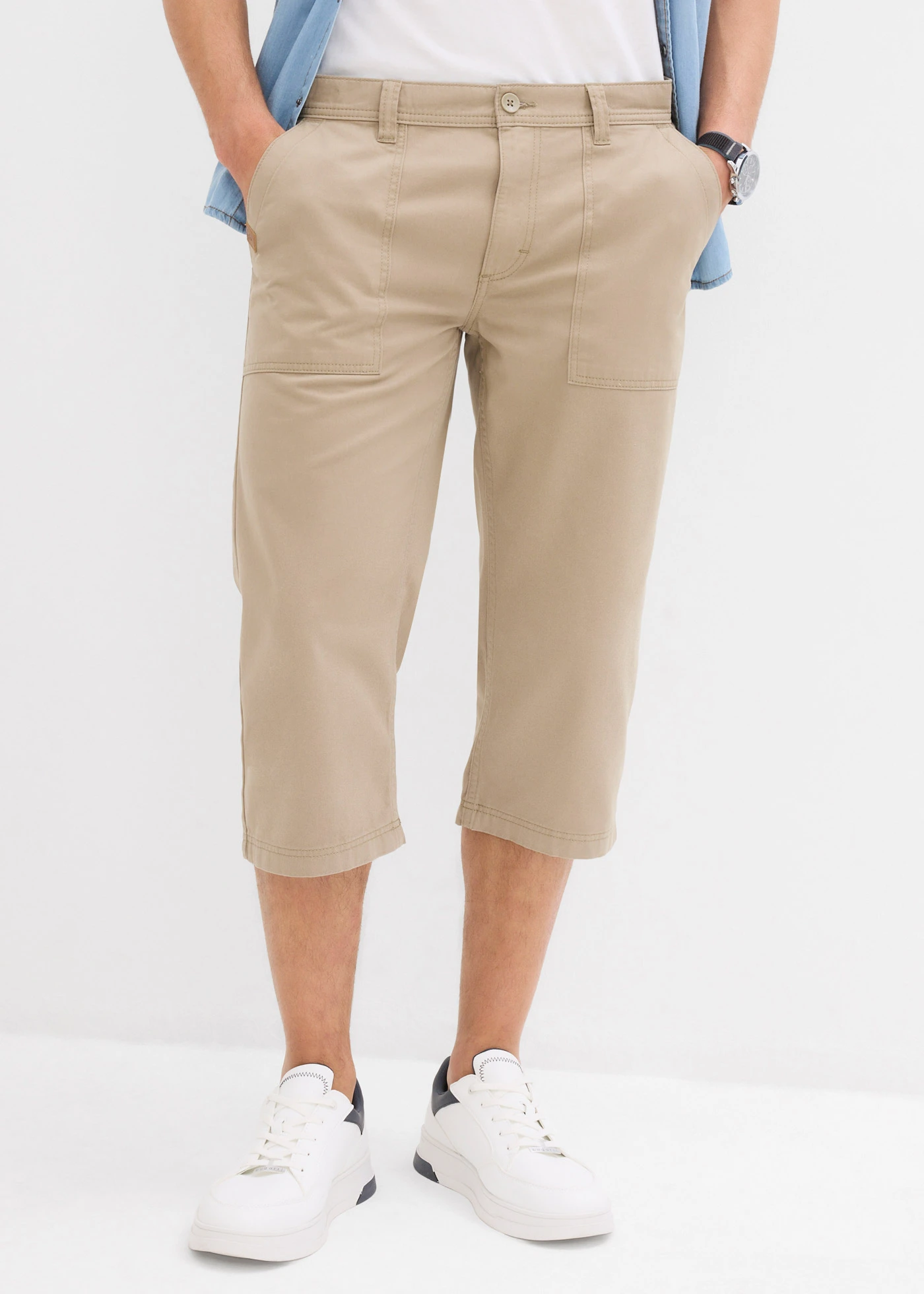 Lange bermuda met opgestikte zakken, regular fit • new kaki • bonprix online shop