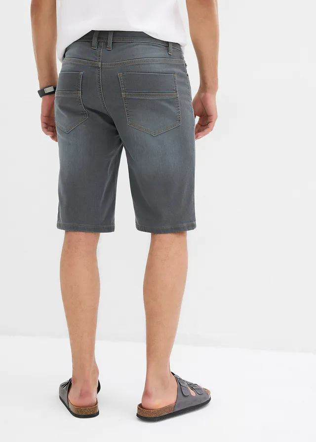 Bermuda en sweat effet jean, coupe ventre confort, regular • bleu-gris denim • product-page.page-title-suffix