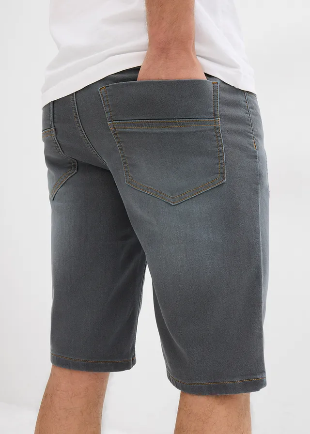 Bermuda en sweat effet jean, coupe ventre confort, regular • bleu-gris denim • product-page.page-title-suffix