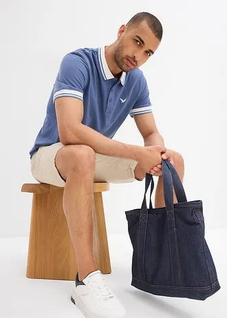 Polo en maille piquée 100% coton • bleu jean • Boutique bonprix