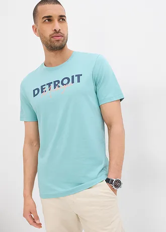 T-shirt 100% coton, Couleur: turquoise clair imprimé
