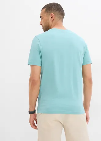 T-shirt 100% coton, Couleur: turquoise clair imprimé