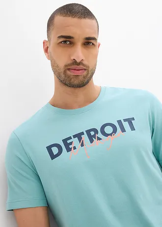 T-shirt 100% coton • turquoise clair imprimé • Boutique bonprix