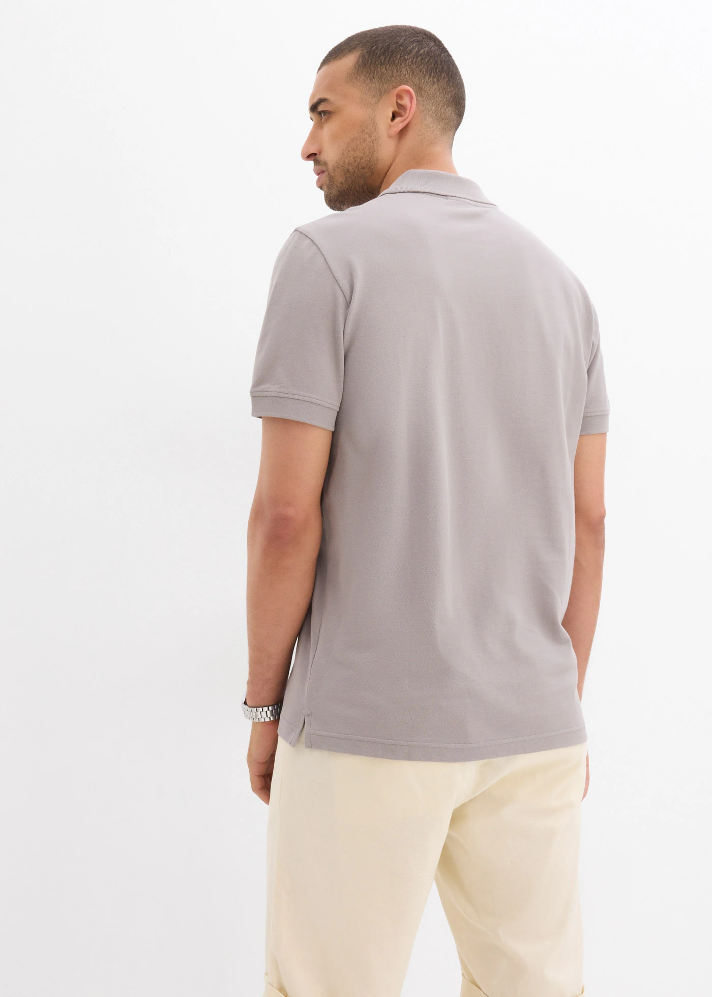 Polo en maille piquée, 100% coton • gris • Boutique bonprix