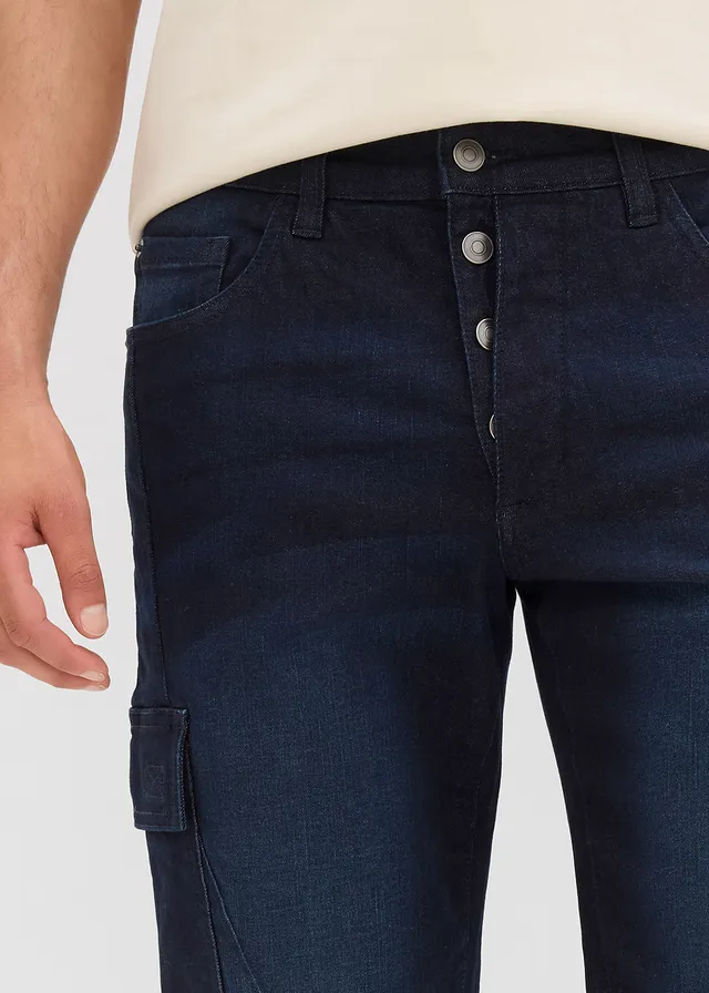 Bermuda cargo en jean extensible, regular • bleu foncé denim • product-page.page-title-suffix