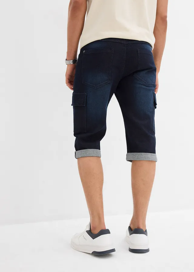 Bermuda cargo en jean extensible, regular • bleu foncé denim • product-page.page-title-suffix