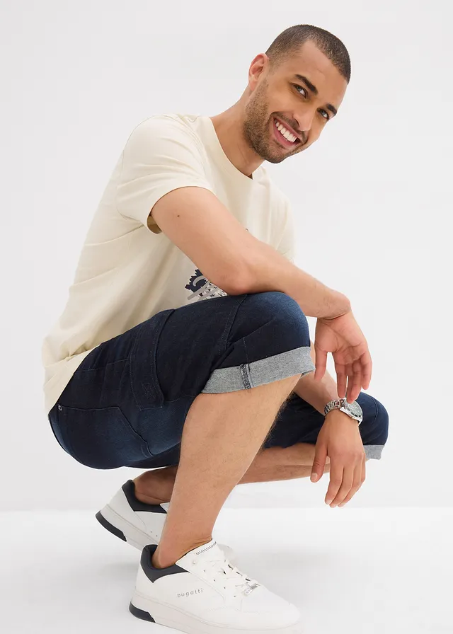 Bermuda cargo en jean extensible, regular • bleu foncé denim • product-page.page-title-suffix
