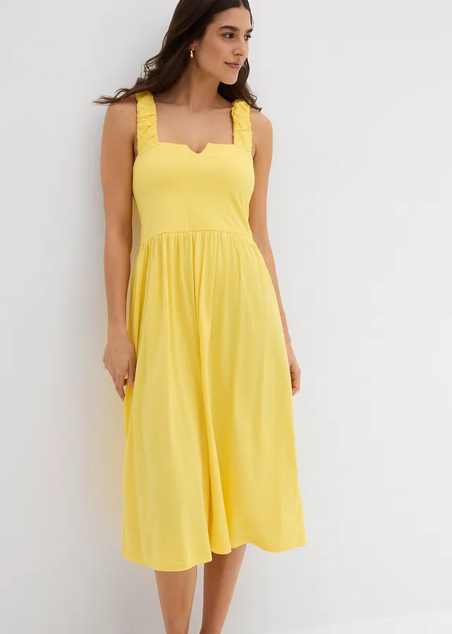 Robe légèrement évasée en jersey coton et viscose • jaune tulipe • product-page.page-title-suffix