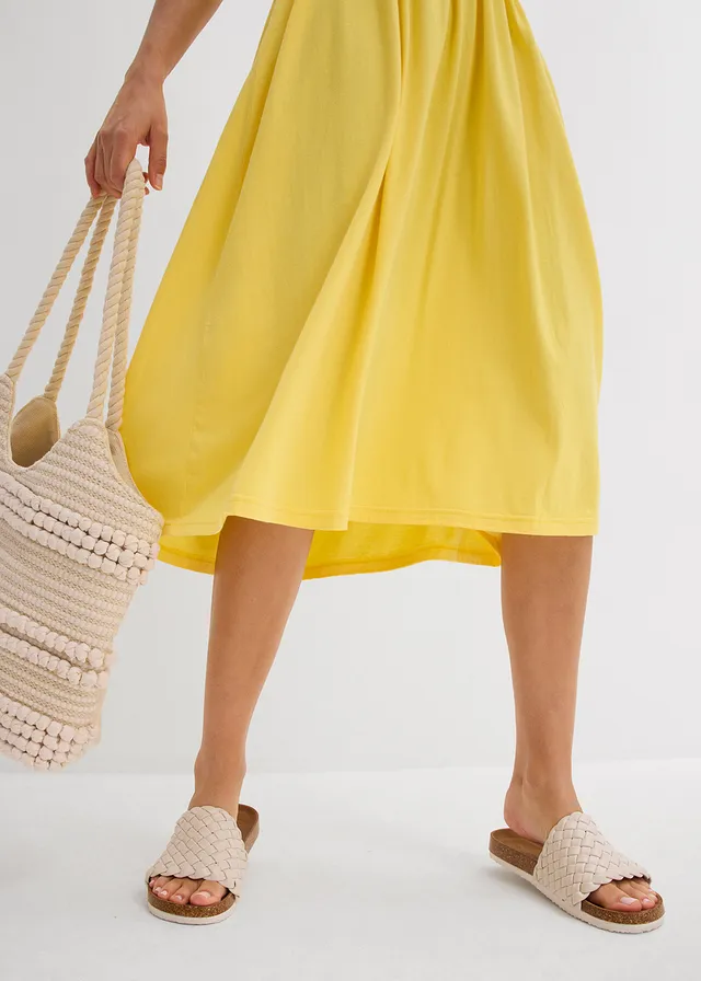 Robe légèrement évasée en jersey coton et viscose • jaune tulipe • product-page.page-title-suffix