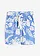 Šortky bez zapínání, z měkké viskózy, barva: nebesky modro-přírodní bílá s potiskem