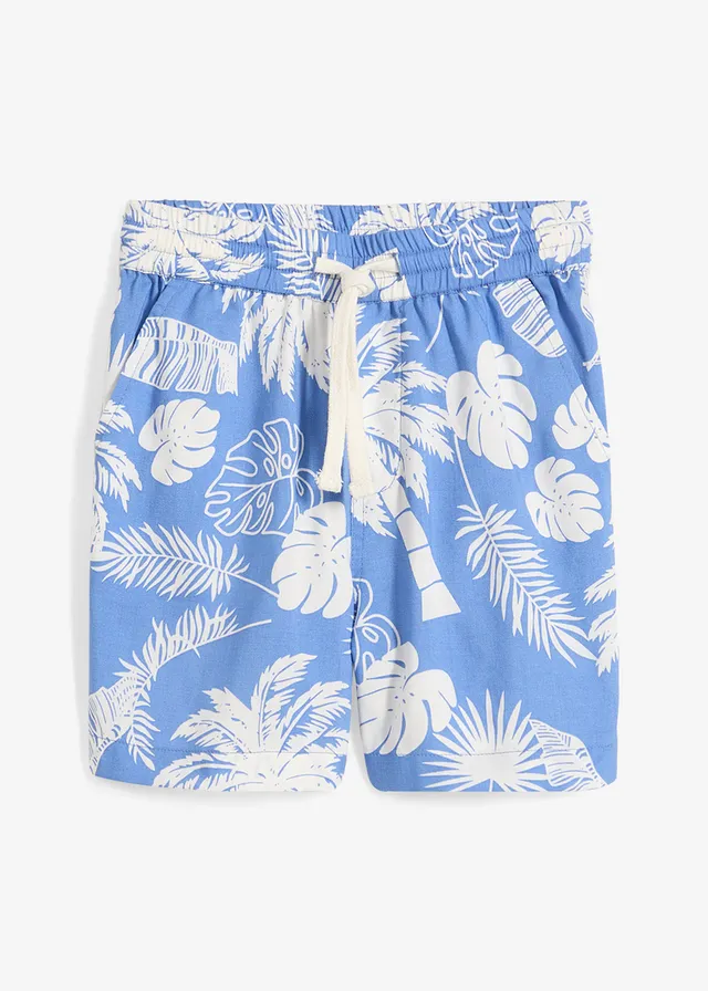 Instapshort van zachte viscose, Kleur: hemelblauw-wolwit gedessineerd