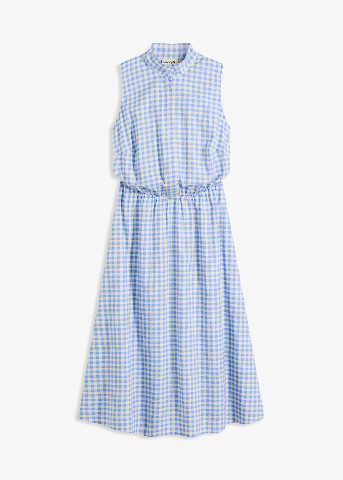 Popeline jurk van katoen • middenblauw-wolwit geruit • bonprix online shop