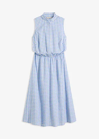 Popeline jurk van katoen • middenblauw-wolwit geruit • bonprix online shop