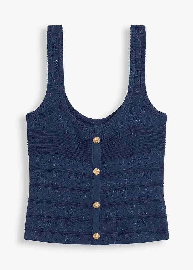 Pletený top s metalickým efektem • tmavě modrá • bonprix obchod