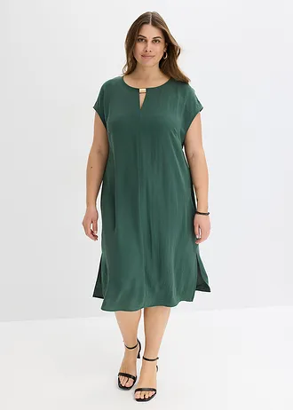 Jurk van getructureerd materiaal, Kleur: schaduwgroen