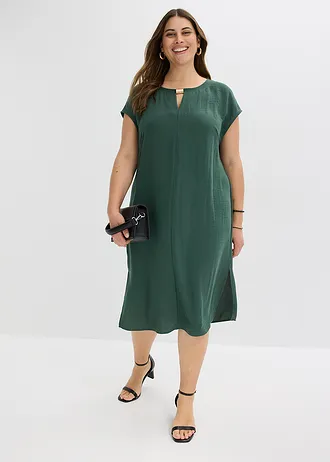 Šaty ze strukturovaného materiálu, barva: šedozelená