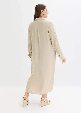 Košilové šaty s krajkou, barva: písková