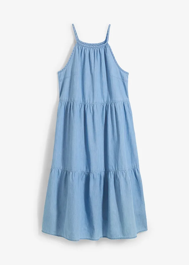 Spijkerjurk van soepel katoen, Kleur: lichtblauw denim