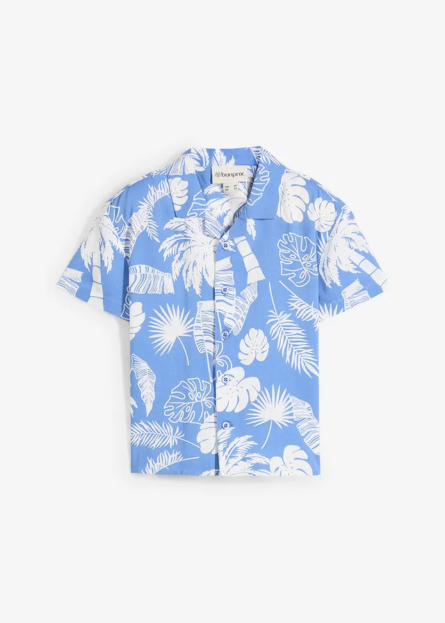 Košile s krátkým rukávem, z měkké viskózy • nebesky modro-přírodní bílá s potiskem • bonprix obchod