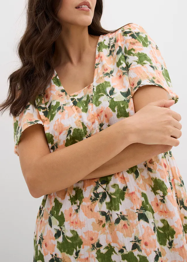 Robe en gaze de coton • blanc/vert clair/melba/saumon clair/pistache mat/vert mousse floral • product-page.page-title-suffix