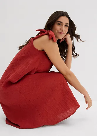 Šaty na ramínka, ze vzdušného mušelínu • karmínově červená • bonprix obchod