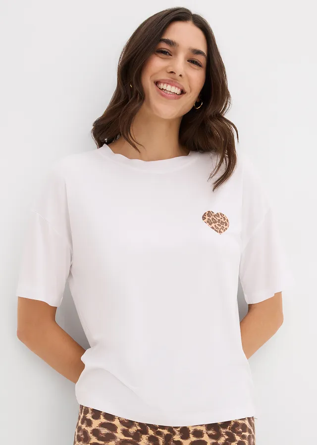 Cropped T-shirt met oversized schouders • wit-beige • product-page.page-title-suffix