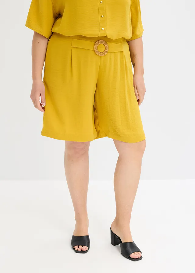 Short à taille élastiquée, Couleur: ocre doré