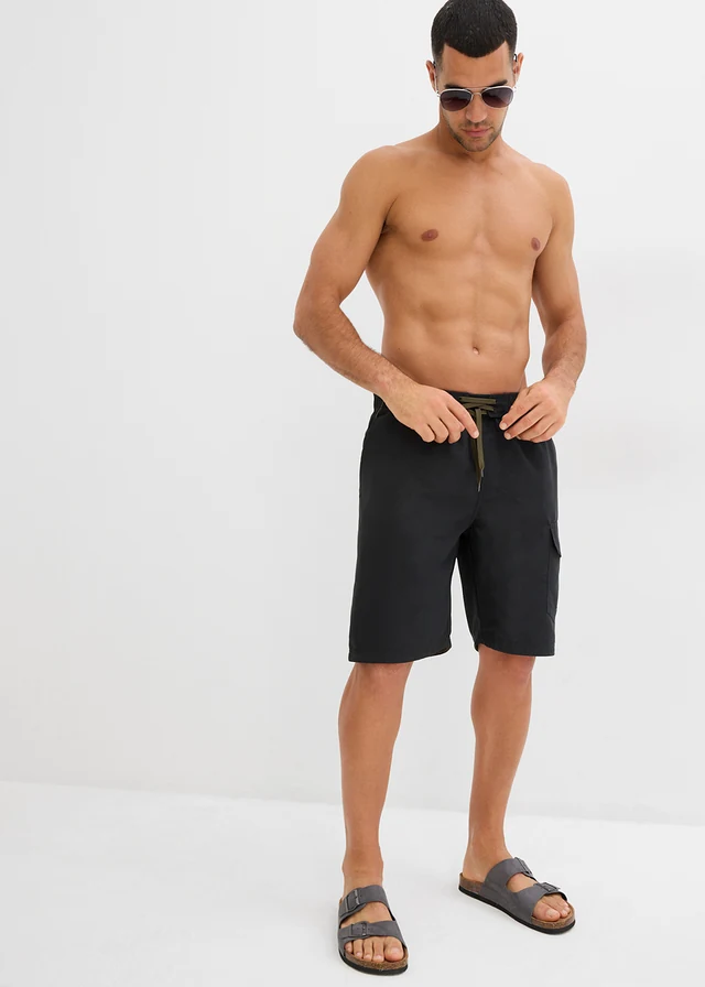 Zwemshort met zijzak • zwart/donkerolijfgroen • product-page.page-title-suffix